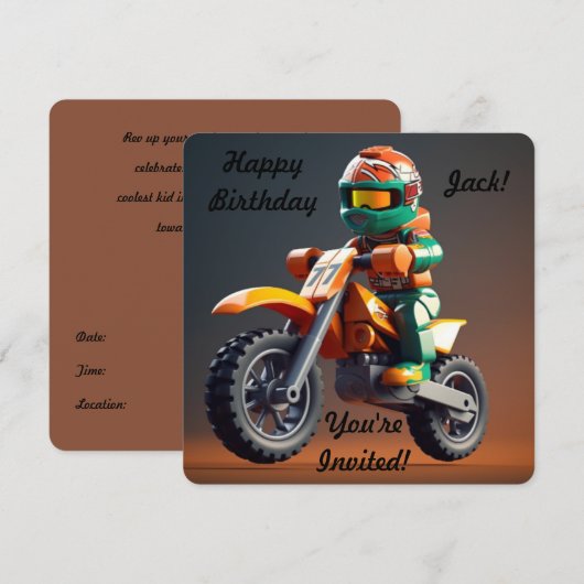 Aangepaste Motocross-uitnodiging Kaart (Voorkant / Achterkant)