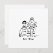 Aangepaste motor en zijspan bruiloft kaart (Voorkant / Achterkant)