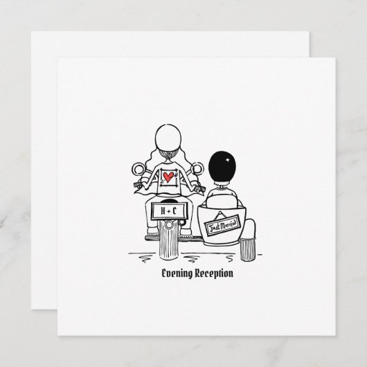 Aangepaste motor en zijspan bruiloft kaart (Voorkant / Achterkant)