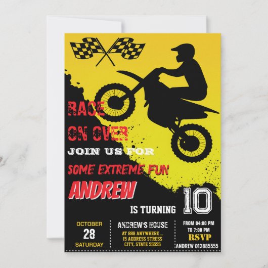 Aangepaste Motorcross Dirt Bike Motorfiets Verjaar Kaart (Voorkant)