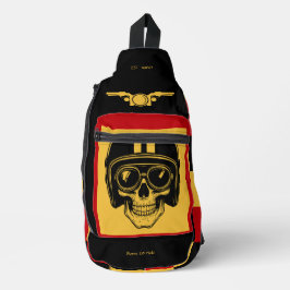 Aangepaste  motorfiets 60s zwart mosterdrood sling bag