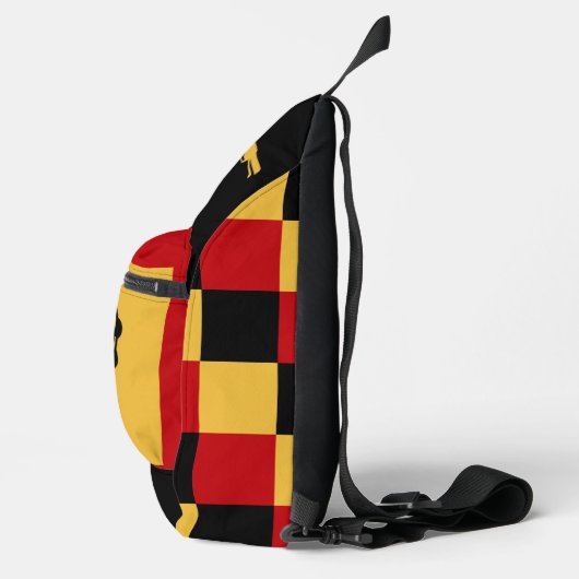 Aangepaste  motorfiets 60s zwart mosterdrood sling bag (Rechts)