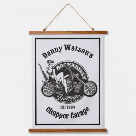 Aangepaste motorfiets Babe Chopper Garage Hangend Wandkleed