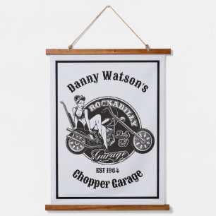 Aangepaste motorfiets Babe Chopper Garage Hangend Wandkleed