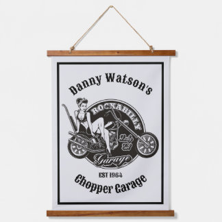 Aangepaste motorfiets Babe Chopper Garage Hangend Wandkleed