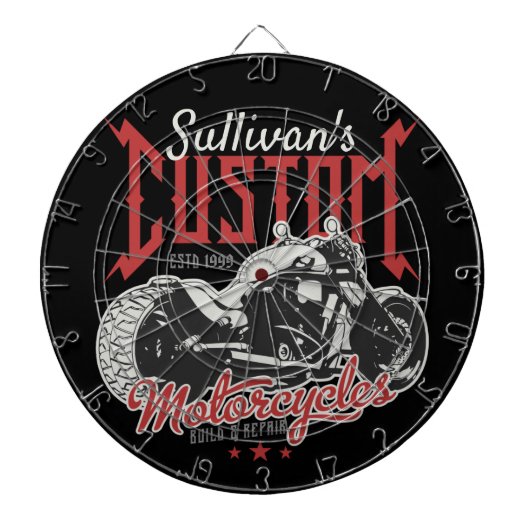 Aangepaste motorfiets Big Bad Bike Biker Garage Dartbord (Voorkant)