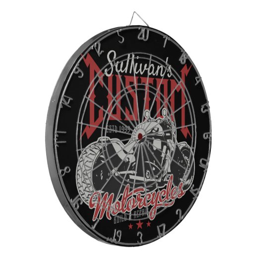 Aangepaste motorfiets Big Bad Bike Biker Garage Dartbord (Voorkant Links)