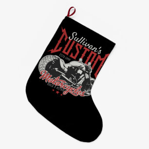 Aangepaste motorfiets Big Bad Bike Biker Garage Grote Kerstsok
