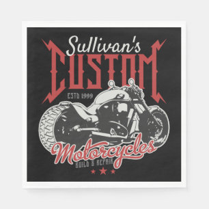 Aangepaste motorfiets Big Bad Bike Biker Garage Servet
