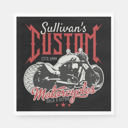 Aangepaste motorfiets Big Bad Bike Biker Garage Servet (Voorkant)