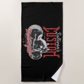 Aangepaste motorfiets Big Bad Bike Biker Garage Strandlaken (Voorkant)