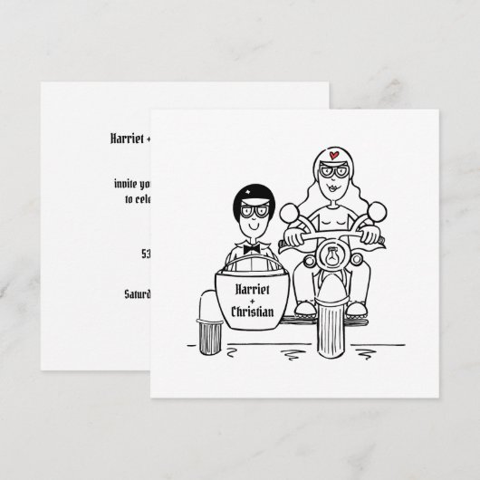 Aangepaste Motorfiets en Sidecar avond Kaart (Voorkant / Achterkant)