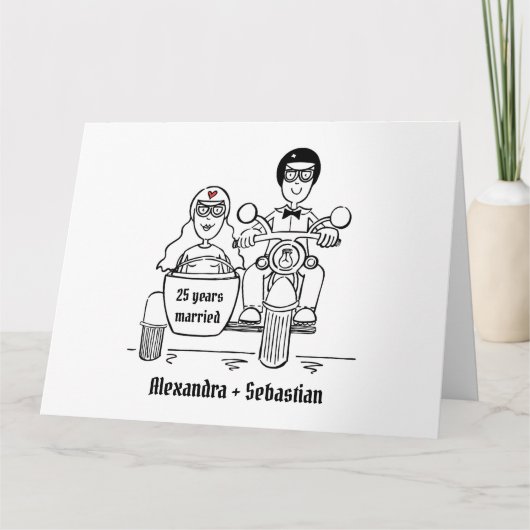 Aangepaste motorfiets en Sidecar-Jubileum Kaart (Voorkant)