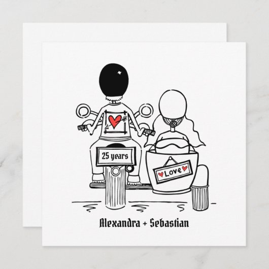 Aangepaste motorfiets en Sidecar-Jubileum Kaart (Voorkant / Achterkant)