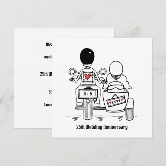 Aangepaste motorfiets en Sidecar-Jubileum Kaart (Voorkant / Achterkant)