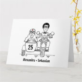 Aangepaste motorfiets en Sidecar-Jubileum Kaart (Gele Bloem)