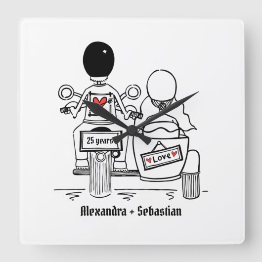 Aangepaste motorfiets en Sidecar-Jubileum Vierkante Klok (Voorkant)