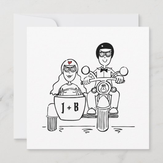 Aangepaste motorfiets- en sidecar-weddenschappen kaart (Voorkant)