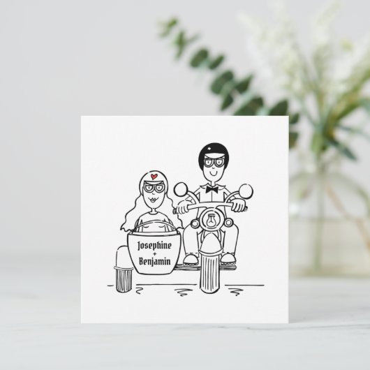 Aangepaste motorfiets- en sidecar-weddenschappen kaart (Staand voorkant)