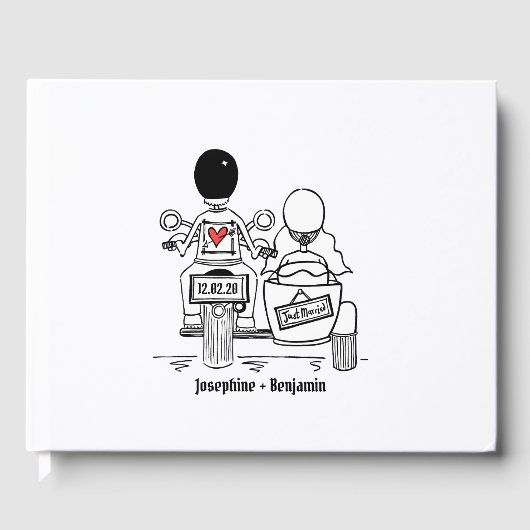 Aangepaste motorfiets en sidecar Wedding Gastenboek (Voorkant)