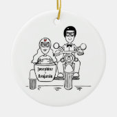 Aangepaste motorfiets en Sidecar Wedding Gift-kera Keramisch Ornament (Voorkant)