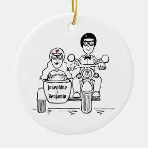 Aangepaste motorfiets en Sidecar Wedding Gift-kera Keramisch Ornament