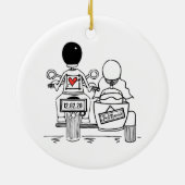 Aangepaste motorfiets en Sidecar Wedding Gift-kera Keramisch Ornament (Achterkant)