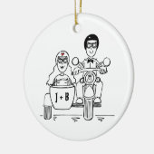 Aangepaste motorfiets en Sidecar Wedding Gift-kera Keramisch Ornament (Links)