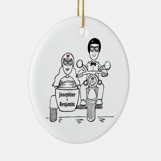 Aangepaste motorfiets en Sidecar Wedding Gift-kera Keramisch Ornament (Rechts)