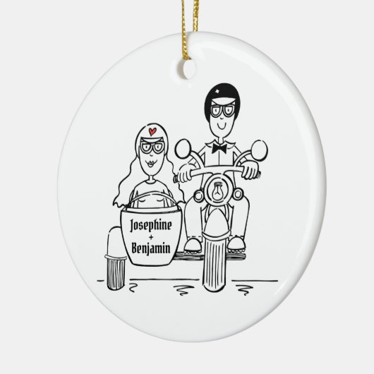 Aangepaste motorfiets en Sidecar Wedding Gift-kera Keramisch Ornament (Links)