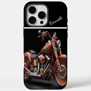 Aangepaste motorfiets in rood en goud iPhone 16 pro max hoesje