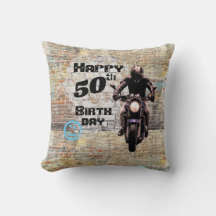 Aangepaste motorfiets industriële grunge bakstenen kussen