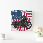 Aangepaste motorfiets kunst met Amerikaanse vlag a Vierkante Klok (Huis)
