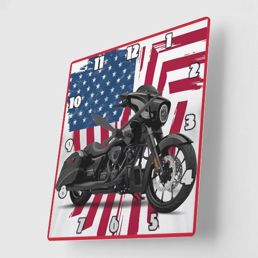 Aangepaste motorfiets kunst met Amerikaanse vlag a Vierkante Klok (Hoek)