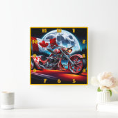 Aangepaste motorfiets met Canadese vlag Vierkante Klok (Huis)