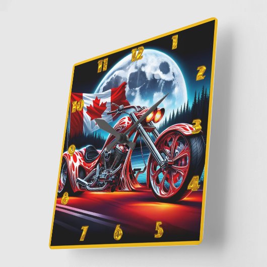 Aangepaste motorfiets met Canadese vlag Vierkante Klok (Hoek)