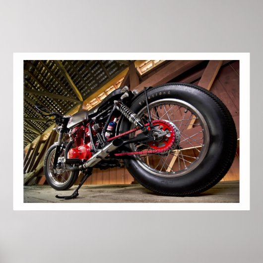 Aangepaste motorfiets met rood detail poster (Voorkant)