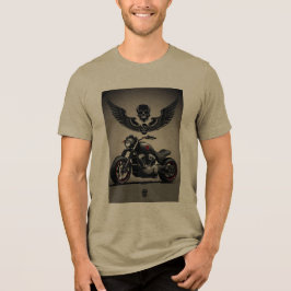 Aangepaste motorfiets met schedel en vleugel Graph Tri-Blend Shirt