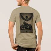 Aangepaste motorfiets met schedel en vleugel Graph Tri-Blend Shirt (Achterkant)