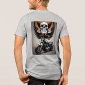 Aangepaste Motorfiets met Schedel Grafisch Tri-Blend Shirt (Achterkant)