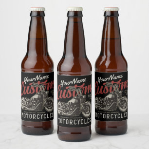 Aangepaste motorfiets Rebel Cruiser Biker Garage Bier Etiket