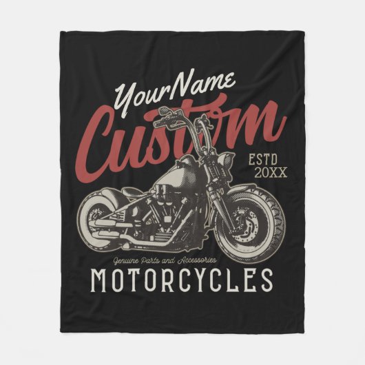 Aangepaste motorfiets Rebel Cruiser Biker Garage Fleece Deken (Voorkant)