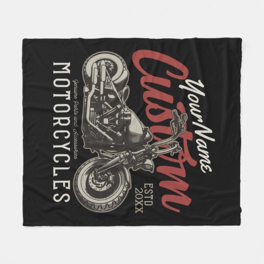 Aangepaste motorfiets Rebel Cruiser Biker Garage Fleece Deken (Voorkant (Horizontaal))