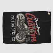 Aangepaste motorfiets Rebel Cruiser Biker Garage Golfhanddoek (Horizontaal)