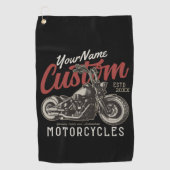 Aangepaste motorfiets Rebel Cruiser Biker Garage Golfhanddoek (Voorkant)