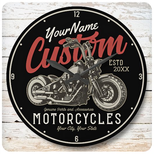 Aangepaste motorfiets Rebel Cruiser Biker Garage Grote Klok