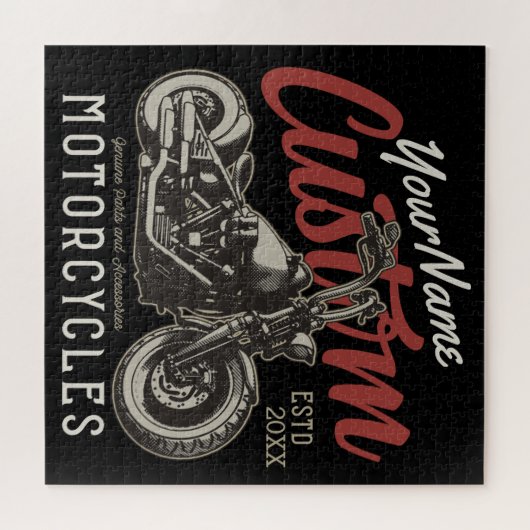 Aangepaste motorfiets Rebel Cruiser Biker Garage Legpuzzel (Horizontaal)