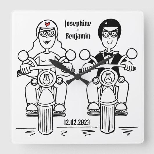 Aangepaste motorfiets rond fietsen Acryl Vierkante Klok (Voorkant)