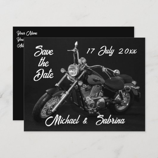 Aangepaste motorfiets Sla de datum op Aankondiging (Voorkant / Achterkant)