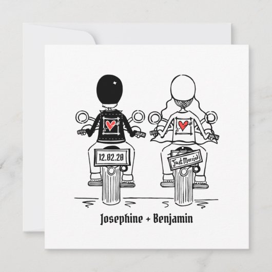 Aangepaste motorfiets voor huwelijkshuwelijksuitno kaart (Voorkant)